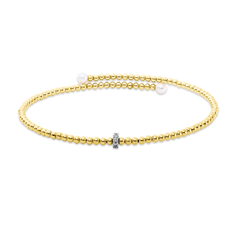Image 90011372 - Armreif 18 kt GG, Fassung rhodiniert, 10 Brillanten 0,06 ct, TW-si, 2 SW weiß 3 mm, ...
