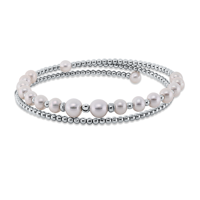 Image 90011378 - Armreif 18 kt WG, 2 SW weiß 6 mm, 16 SW weiß 4,5 mm, S:9,0 mm, Ø:60,0 ...