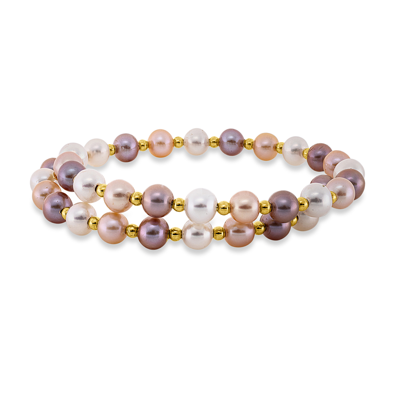 Image 90011382 - Armreif 18 kt GG, 12 SW orange 5,5 mm, 12 SW lila 5,5 mm, 12 SW weiß 5,5 mm, S:11,7 mm, ...