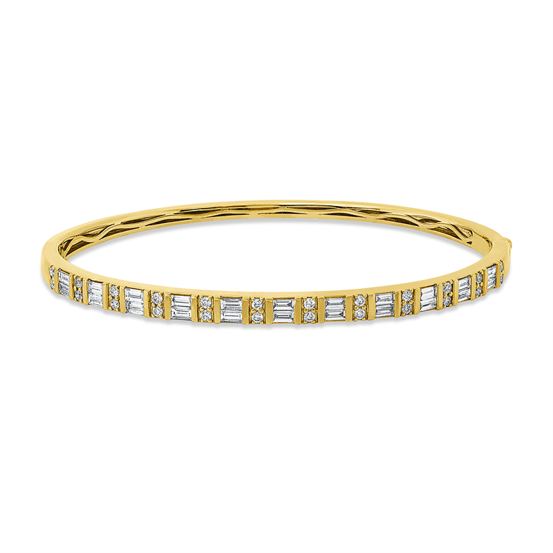 Image 90011383 - Armreif 18 kt GG, 24 Brillanten 0,30 ct, TW-si, 22 Baguette 0,92 ct, TW-vsi/si, H:47,0 ...
