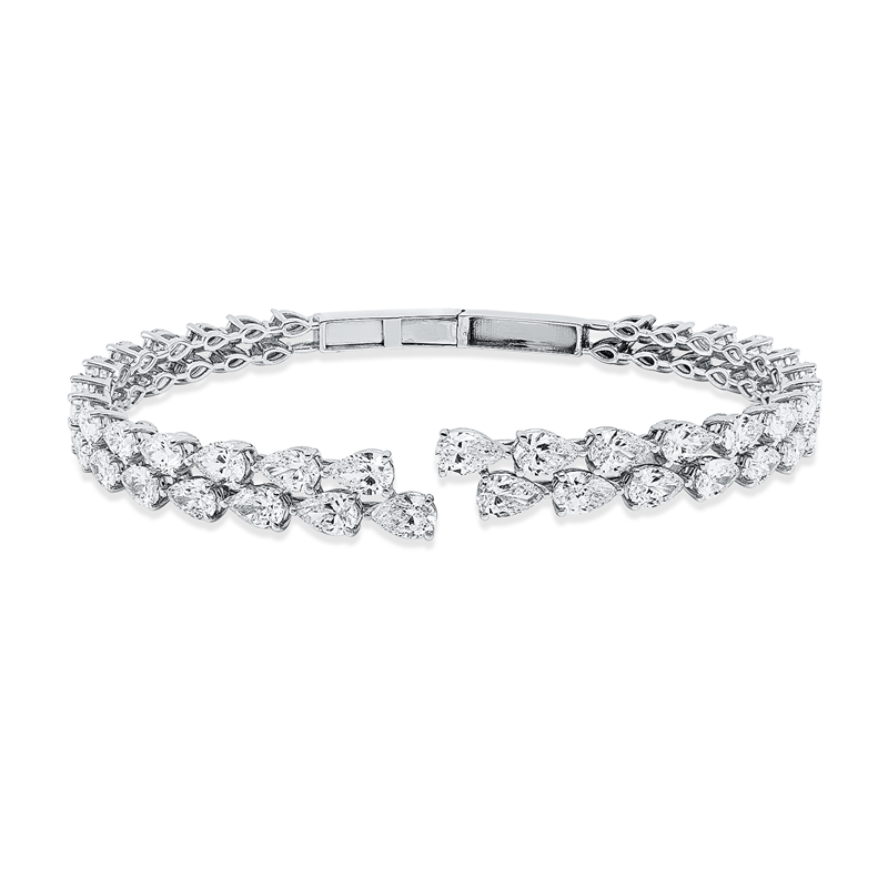 Image 90011384 - Armreif 18 kt WG, 16 Tropfen 3,16 ct, F-vsi/si, 14 Tropfen 3,55 ct, F-vsi/si, 16 Tropfen ...