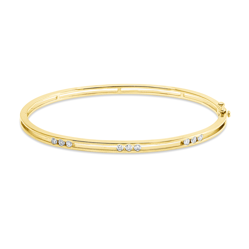 Image 90011385 - Armreif 18 kt GG, 9 Brillanten 0,32 ct, TW-pi, H:52,0 mm, B:59,0 mm, S:2,5 ...