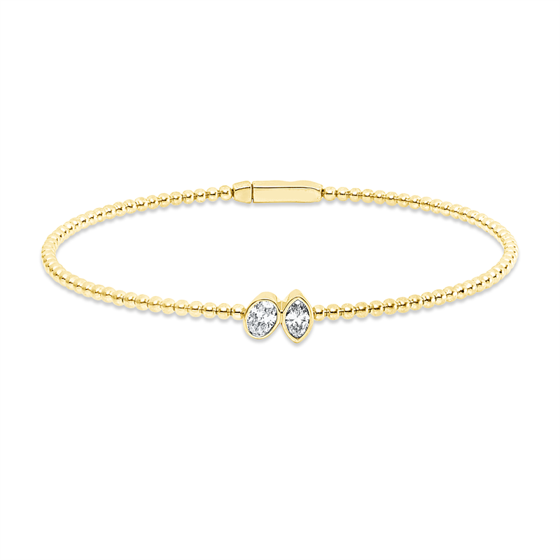 Image Armreif Zarge 18 kt GG, 1 Oval 0,22 ct, TW-si, 1 Navette 0,17 ct, TW-si, H:50,0 mm, ...