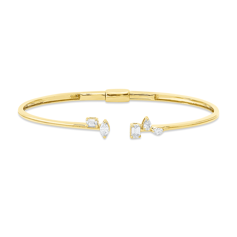 Image Armreif 18 kt GG, 1 Navette 0,13 ct, TW-si, 1 Navette 0,05 ct, TW-si, 1 Sm.schliff 0,10 ...