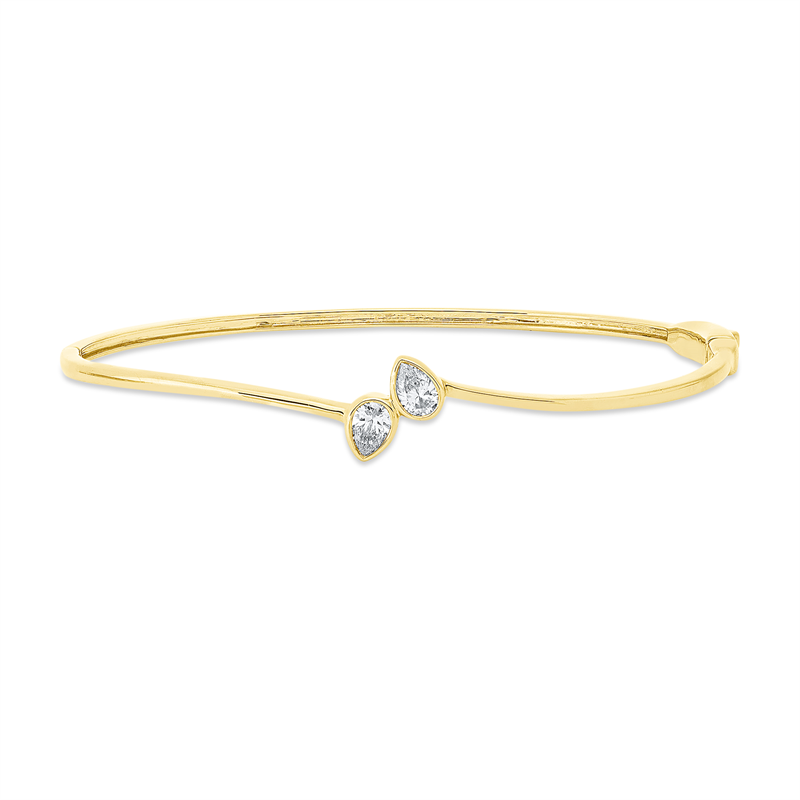 Image 90011396 - Armreif Zarge 18 kt GG Tropfen, 2 Tropfen 0,47 ct, TW-si, H:62,7 mm, B:54,5 mm, S:9,4 ...