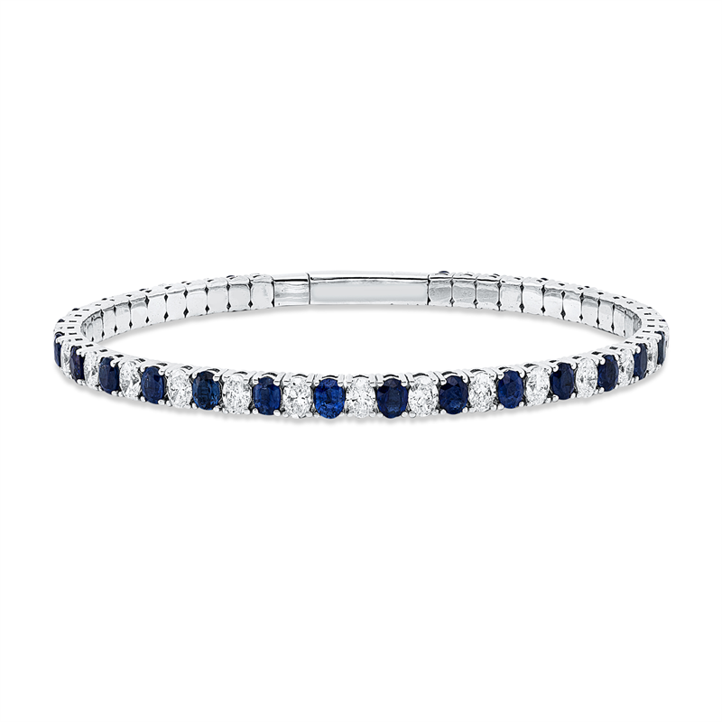 Image Armreif 18 kt WG, Flex-Band, variabel, 27 Oval 3,92 ct, TW-vsi/si, 27 Saphire 5,98 ct ...