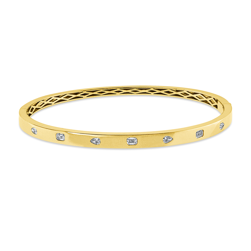 Image Armreif Zarge 18 kt GG, 3 Sm.schliff 0,27 ct, TW-vsi/si, 4 Tropfen 0,22 ct, TW-vsi/si, ...