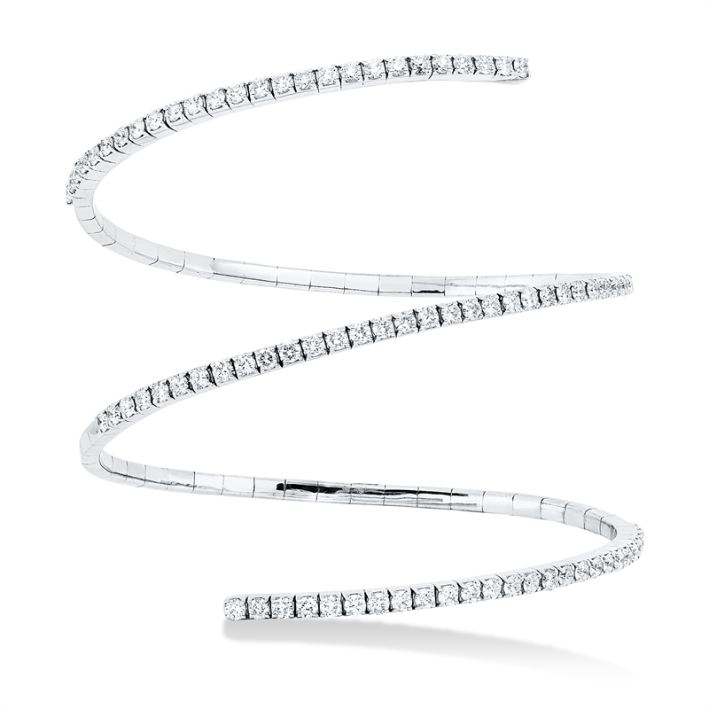 Image Armreif 18 kt WG, 82 Brillanten 4,22 ct, TW-vsi, H:50,0 mm, B:58,0 mm, S:2,7 mm