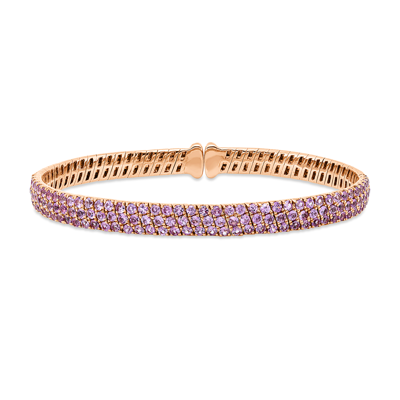 Image Armreif 18 kt RG, 129 Saphire 3,79 ct pink, H:50,0 mm, B:58,0 mm, S:5,6 mm