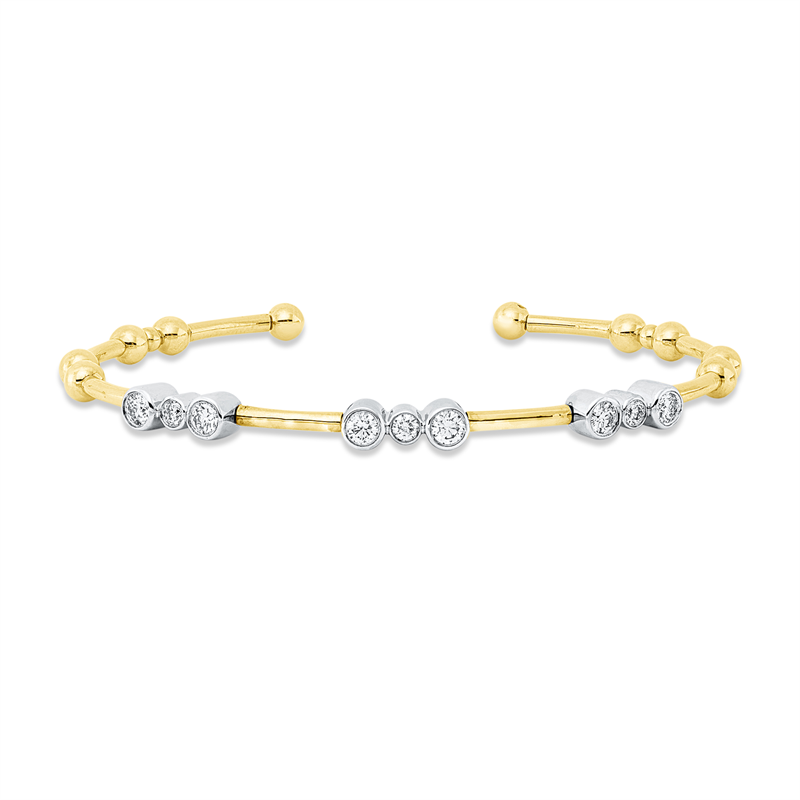Image Armreif Zarge 14 kt GG WG, 3 Brillanten 0,14 ct, TW-si, 6 Brillanten 0,49 ct, TW-si, ...