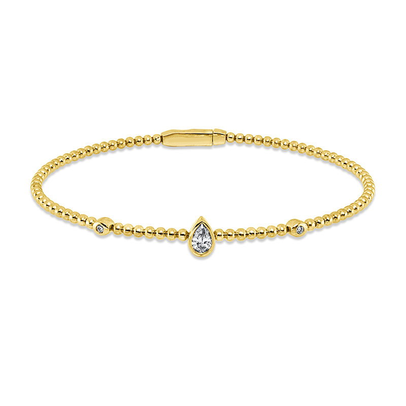 Image 90011416 - Armreif Zarge 18 kt GG, 1 Tropfen 0,22 ct, TW-si, 2 Brillanten 0,03 ct, TW-si, H:47,0 mm, ...