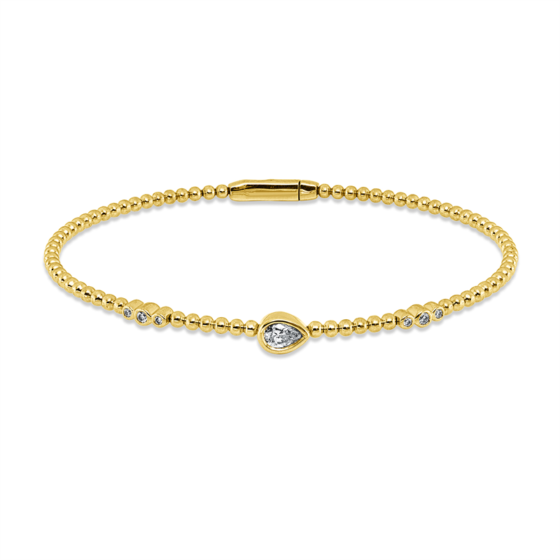 Image 90011417 - Armreif Zarge 18 kt GG, 1 Tropfen 0,19 ct, TW-si, 6 Brillanten 0,05 ct, TW-si, H:47,0 mm, ...