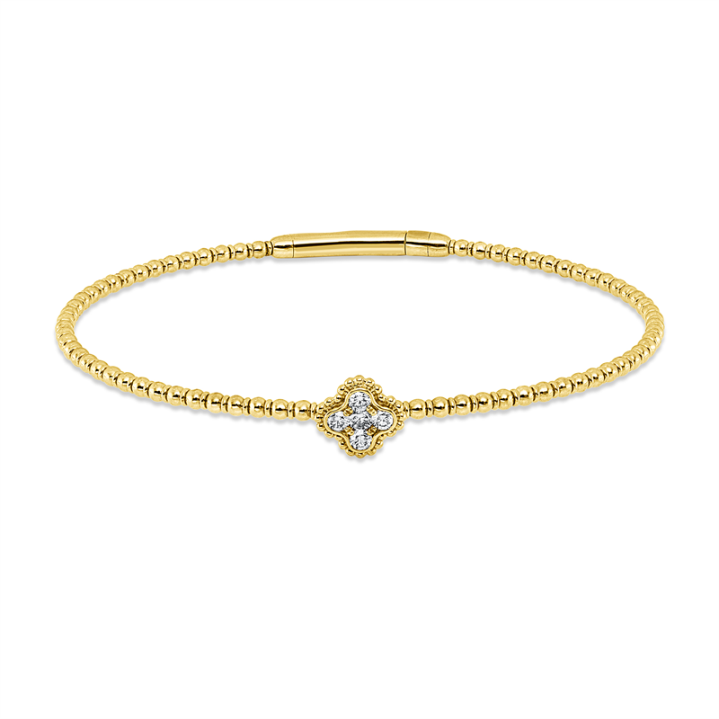 Image 90011418 - Armreif 18 kt GG, 1 Brill. 0,05 ct, TW-pi, 4 Brillanten 0,13 ct, TW-pi, H:46,0 mm, B:55,0 ...