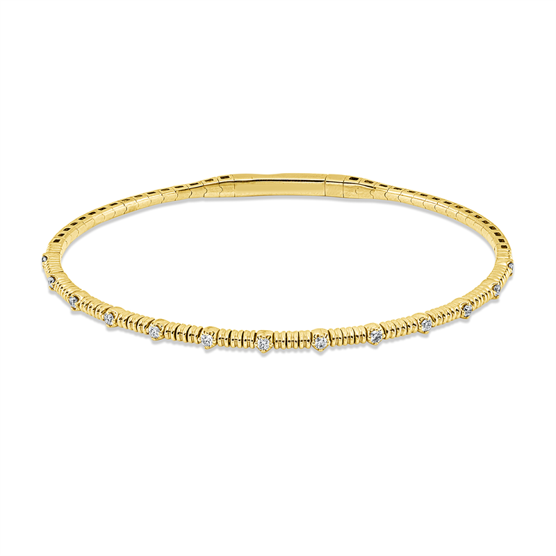 Image 90011419 - Armreif 18 kt GG, 13 Brillanten 0,18 ct, TW-pi, H:47,0 mm, B:54,0 mm, S:2,2 ...