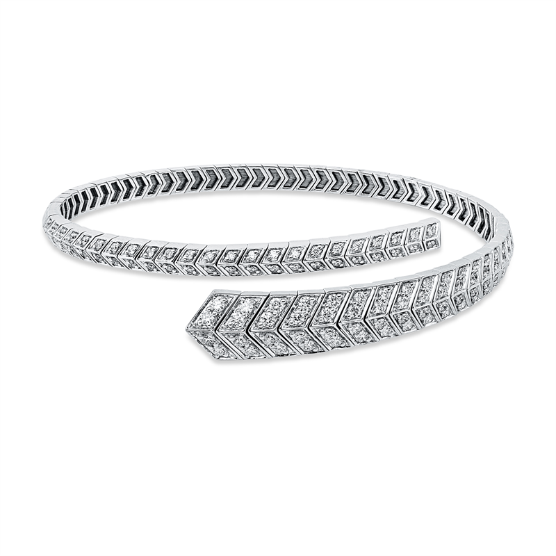 Image 90011425 - Armreif Zarge 18 kt WG, 9 Oval 1,21 ct, TW-si, H:47,0 mm, B:55,0 mm, S:3,0 ...