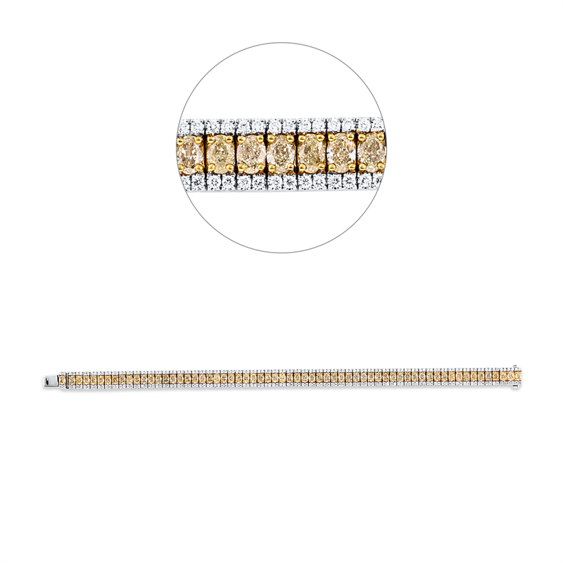Image 90011430 - Armreif 18 kt WG GG, 252 Brillanten 1,43 ct, TW-si, 63 Oval 6,98 ct, gelb, B:6,4 mm, ...