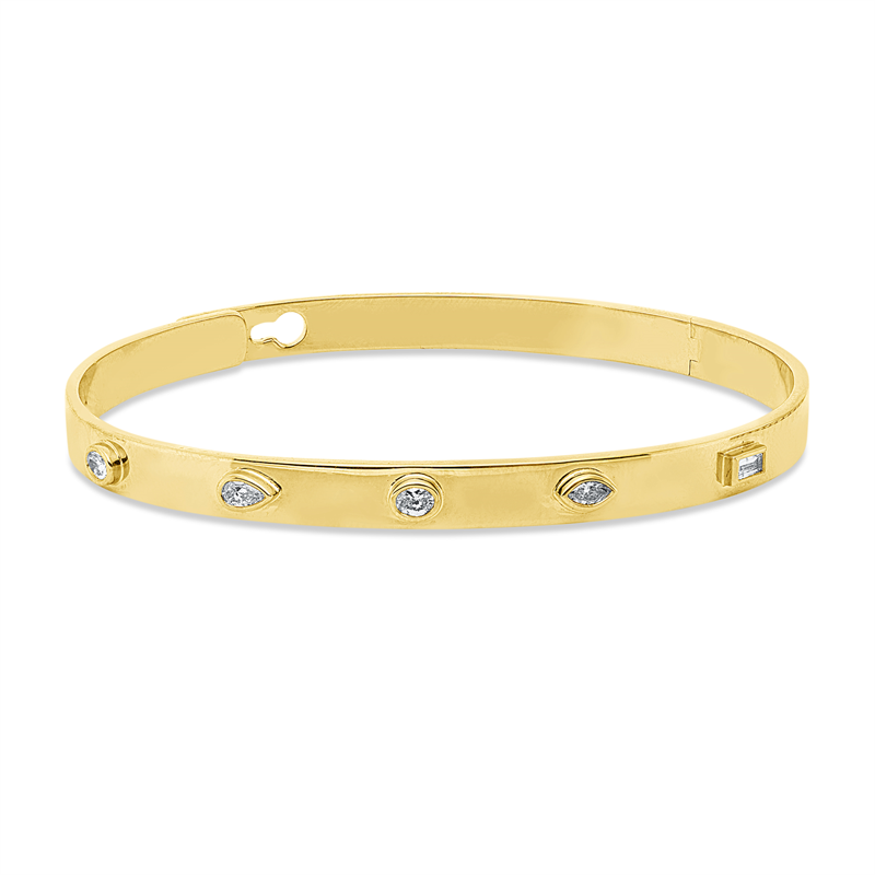 Image 90011436 - Armreif Zarge 18 kt GG, 5 Fant-Schl. 0,35 ct, W-vsi/si, H:47,0 mm, B:57,0 mm, S:4,8 ...