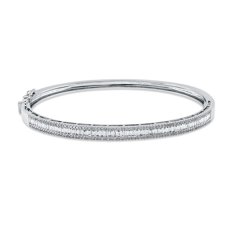 Image 90011441 - Armreif 18 kt WG, 63 Baguette 0,90 ct, TW-si, 142 Brillanten 0,39 ct, TW-si, H:48,0 mm, ...