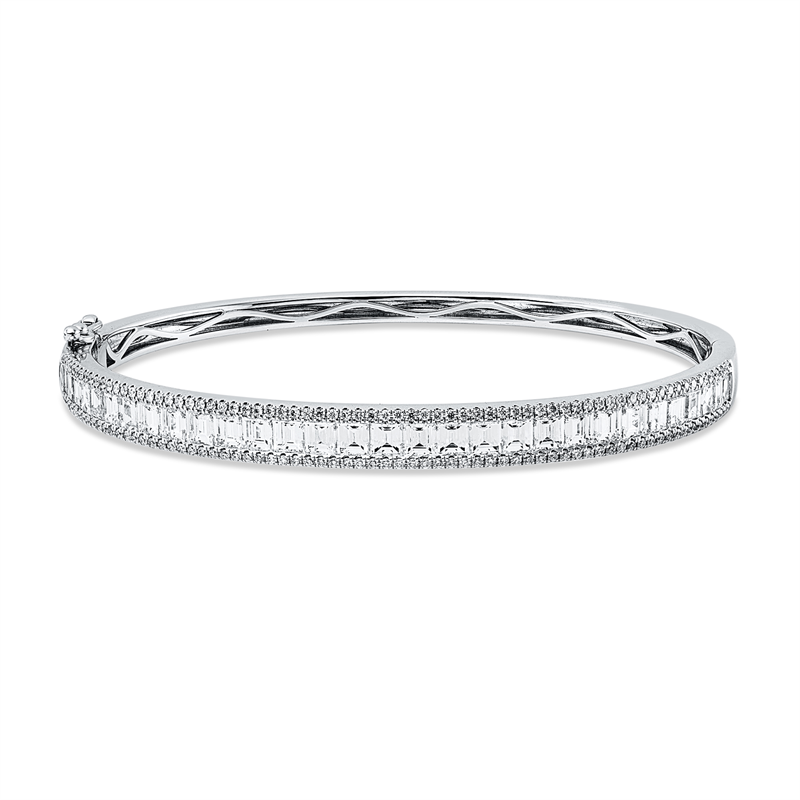 Image 90011443 - Armreif 18 kt WG, 30 Baguette 3,37 ct, F-vsi/si, 142 Brillanten 0,53 ct, F-vsi/si, H:48,0 ...