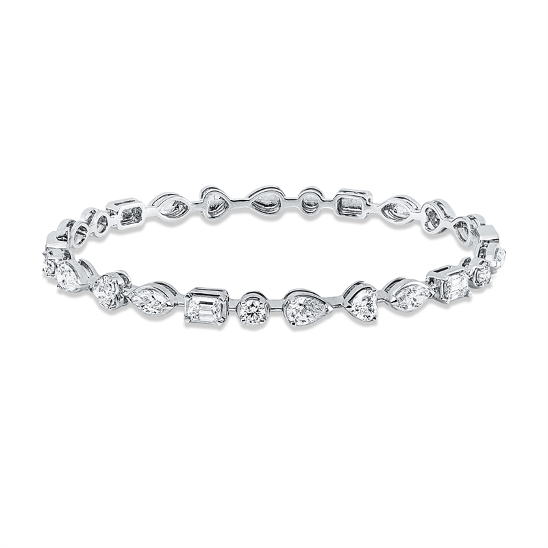 Image 90011447 - Armreif 18 kt WG, 2 Tropfen 0,45 ct, TW-vsi, 3 Navette 0,56 ct, TW-vsi, 2 Herzschl. 0,39 ...
