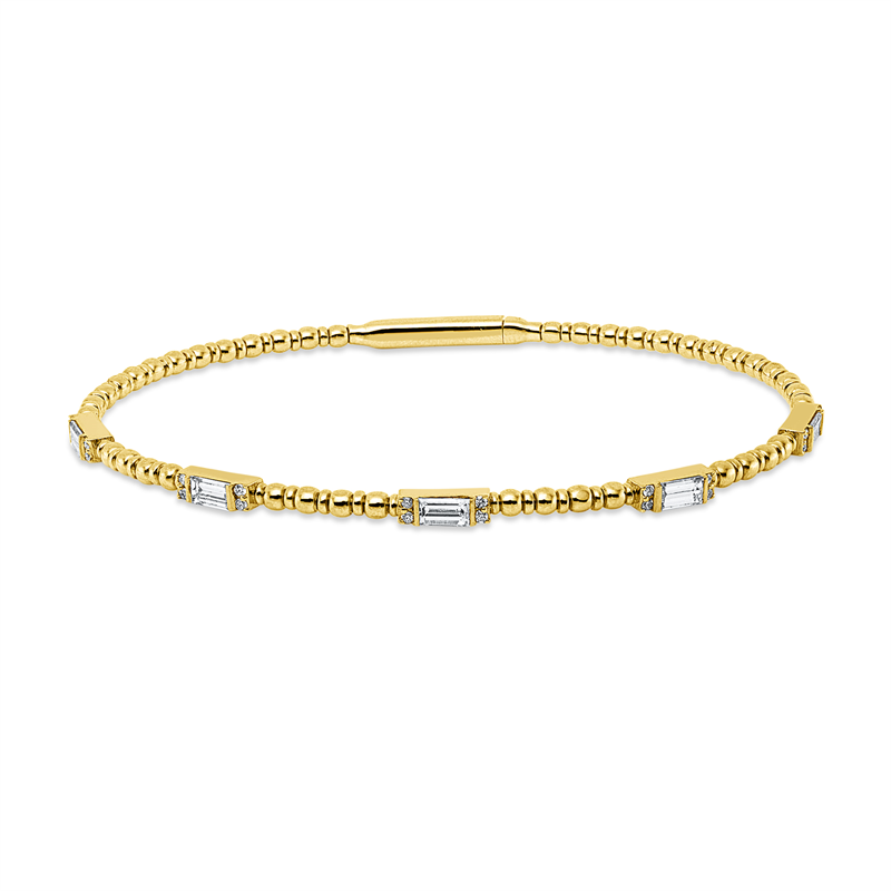 Image Armreif 18 kt GG, flexibel, 5 Baguette 0,64 ct, F-vsi, 20 Brillanten 0,08 ct, F-vsi, ...