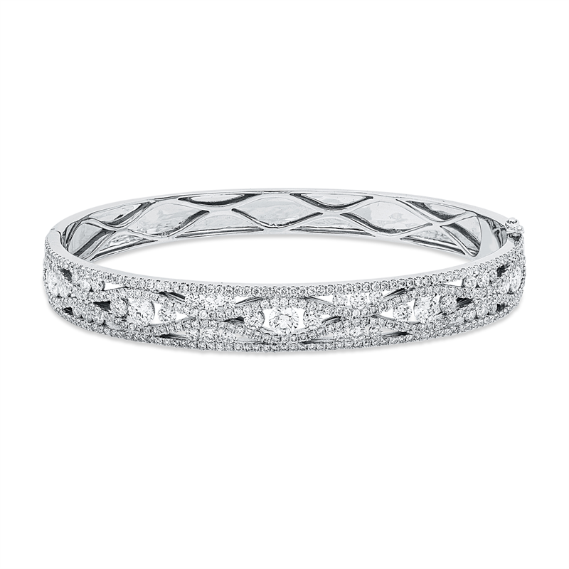 Image 90011450 - Armreif 18 kt WG, 18 Brillanten 0,88 ct, TW-si, 5 Brillanten 0,95 ct, TW-si, 344 ...