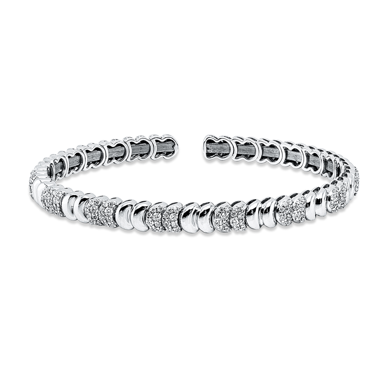 Image 90011458 - Armreif 18 kt WG, 80 Brillanten 0,68 ct, TW-si, 32 Brillanten 0,43 ct, TW-si, 16 ...