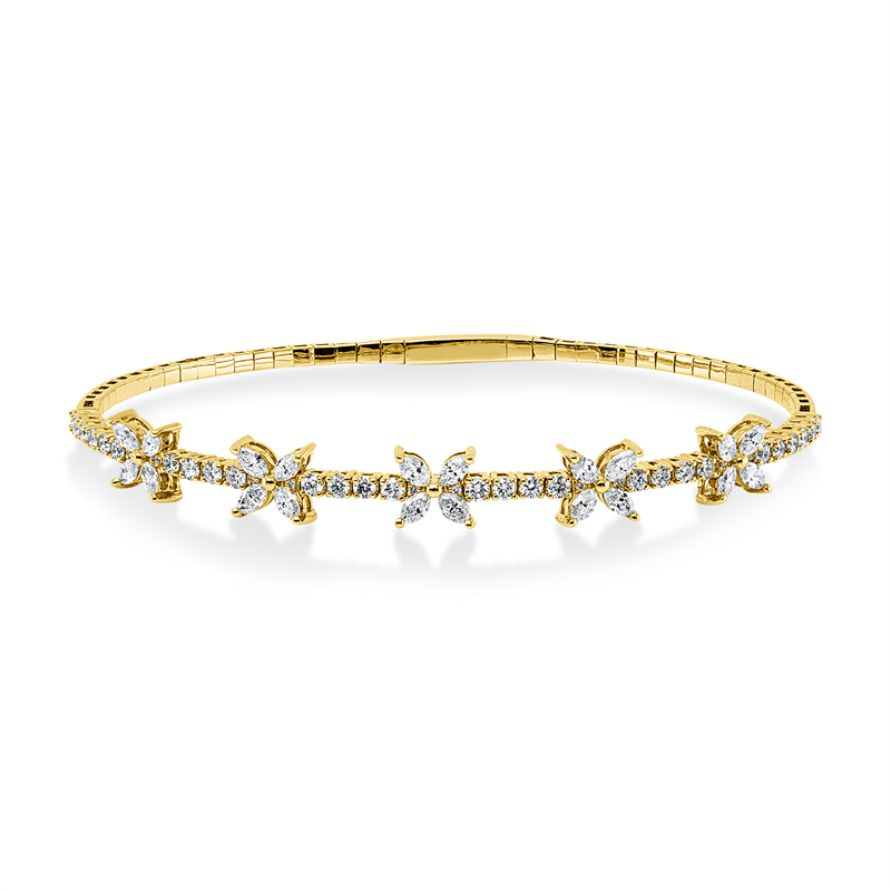 Image 90011461 - Armreif 18 kt GG, 20 Navette 0,77 ct, TW-vsi, 38 Brillanten 0,62 ct, TW-si, H:47,0 mm, ...