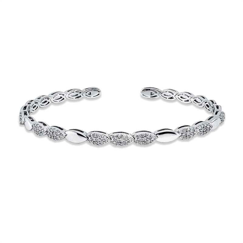 Image 90011462 - Armreif 18 kt WG, 99 Brillanten 0,56 ct, TW-si, H:46,0 mm, B:55,0 mm, S:3,0 ...