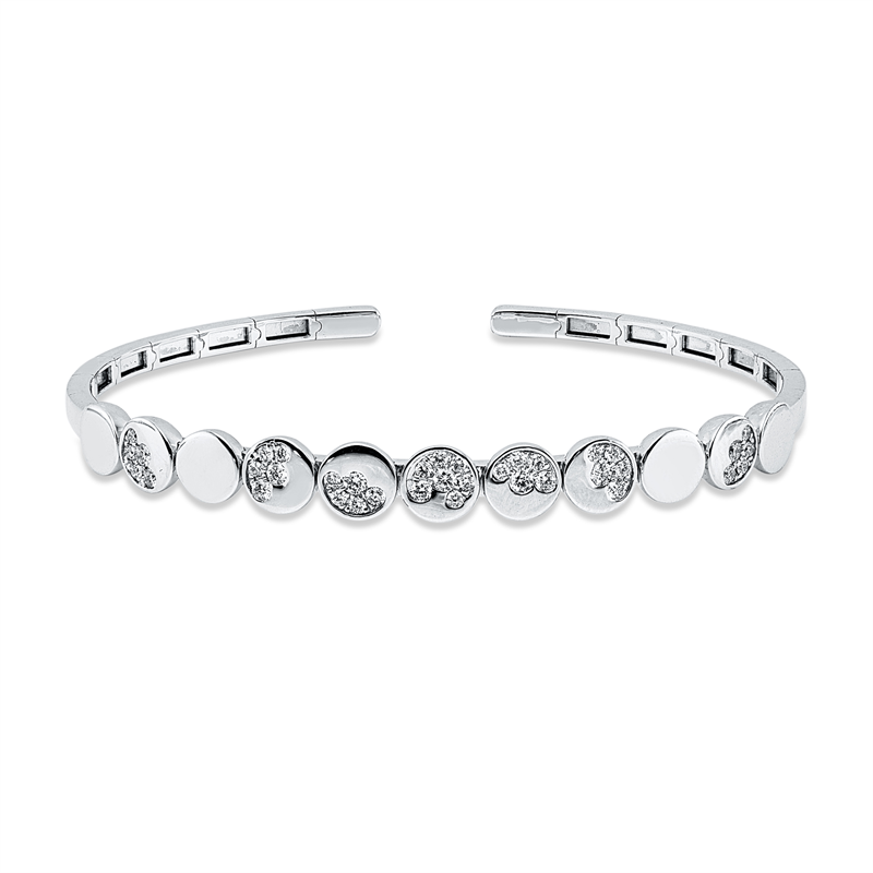 Image 90011467 - Armreif 18 kt WG, 37 Brillanten 0,43 ct, TW-si, H:46,0 mm, B:53,0 mm, S:2,7 ...