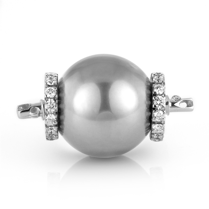 Image 90011469 - Schließe Perlen 18 kt WG, 28 Brillanten 0,46 ct, W-si, 1 TA silber 13,5 ...