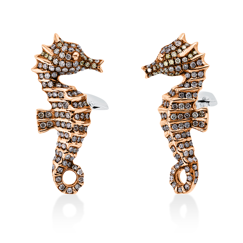Image Manschette 18 kt RG WG Seepferdchen, Fassung teils schwarz rhodinie, 212 Brillanten 1,32 ...